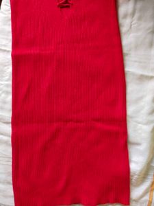 URBANIC Red Lace-Up Knit Dress