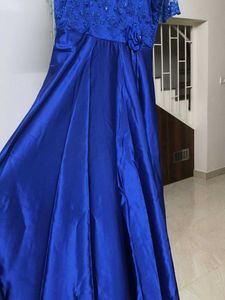 Royal Blue Lace &amp; Satin Gown