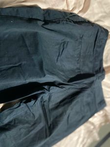 Navy Blue Straight Leg Pants Low Waist
