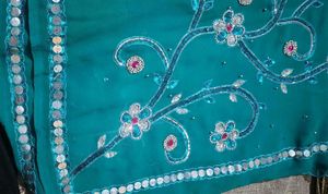 Stunning Teal Saree with Embellishments