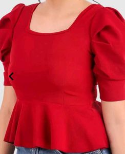 Stylish Red Peplum Top