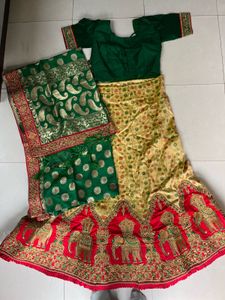 Elegant Red &amp; Gold Lehenga Choli Set