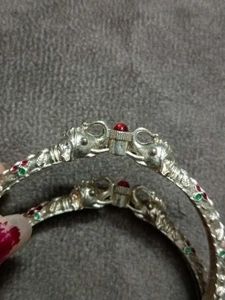 Elegant Silver Bangles with Gemstone Accents