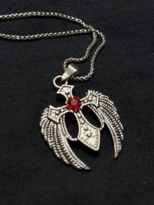 Gothic Cross Wing Pendant Necklace