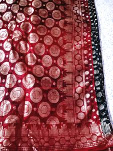 Elegant Black Saree with Polka Dots