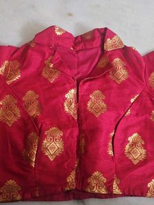 Red & Gold Brocade Blouse