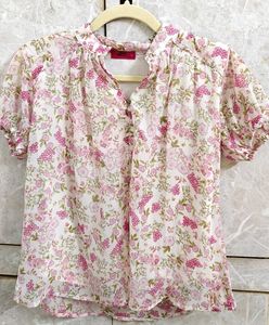 Pink High Neck Casual Top
