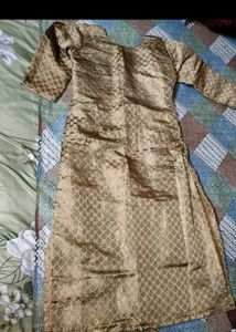 Elegant Golden Brocade Kurta