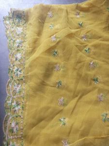 Vibrant Yellow Embroidered Dupatta