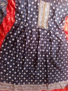 Elegant Navy Blue Printed Kurta