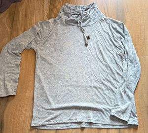 Cozy Gray Mock Neck Long Sleeve Top