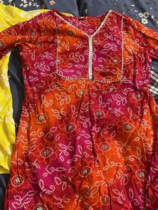 Vibrant Ethnic Kurta Set with Earrings