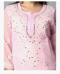Elegant Pink Chikankari Kurta with Palazzo