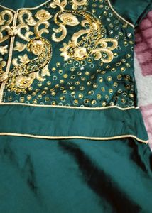 Elegant Emerald Green Embroidered Gown