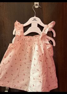 Cute Pink Cherry Print Smocked Top
