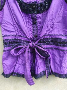 Purple Sequined Tie-Front Blouse