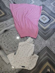Cute Floral Top & Pink Skirt Set