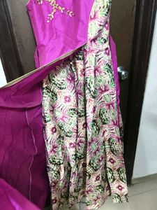 Elegant Pink Anarkali Dress used once  sleeve