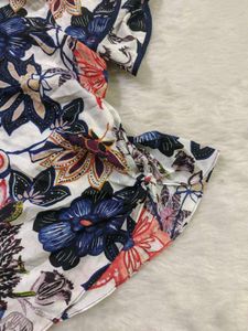 Vibrant Floral Print Top with Strappy Neckline