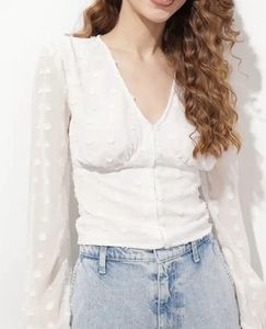 Sheer White Puff Sleeve Top