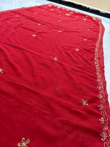Exquisite Red Embroidered Saree