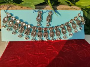 Ethnic Oxidized Silver Necklace Set