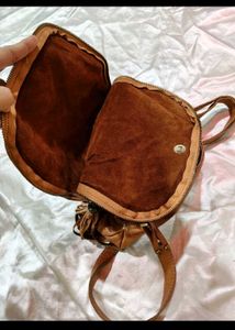 Brown Leather Crossbody Bag with Tassel