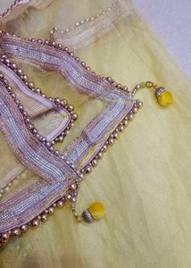 Elegant heavy Yellow Dupatta with Pearl
