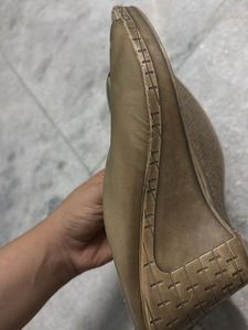 Beige Mules with Buckle Detail