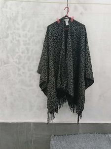 Animal Print Fringe Shawl