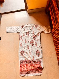 Cream Paisley Print Kurta