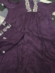Elegant Embroidered Purple Dress