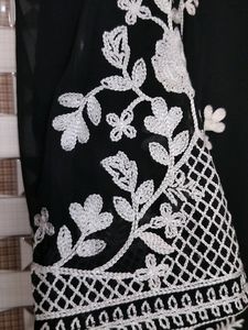 Black &amp; White Embroidered Kurti