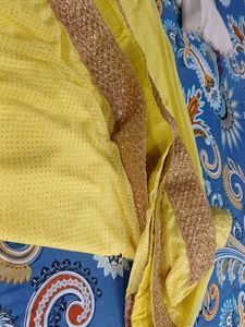 Light Weight Crape Yello Saree Not Used One