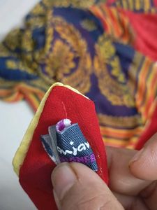 Vibrant Blue &amp; Red Printed Saree