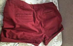Maroon Cotton Shorts (length 32 cms)