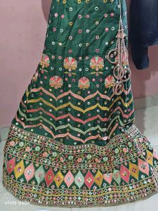 Embroidered Green lehnga with Mirror Work