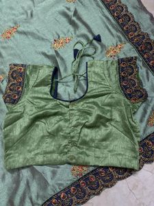 sage green/mint green festive wear saree