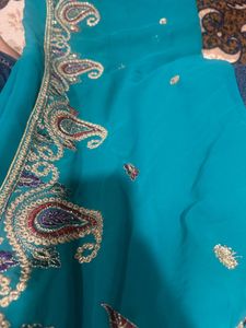 Elegant Turquoise Embellished Saree