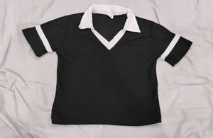 Classic Black & White Striped Sleeve crop Top