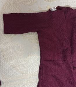 Maroon Lace Ethnic Gown
