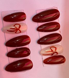 Deep Red Bow Glossy Nail Polish