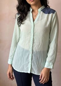 Sheer Light Mint Button-Up Shirt
