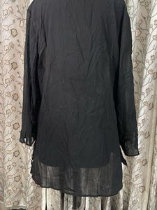 Black Embroidered V-Neck Kurta