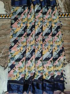 Elegant Floral Saree with Tassel Border