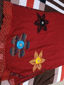 Red Floral Dupatta