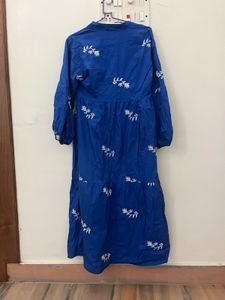 Blue Embroidered Maxi Dress