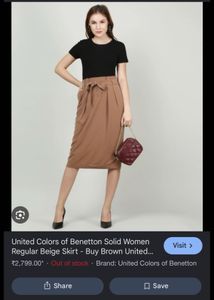 UCB Brown Belted Paperbag Waist Skirt