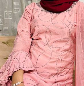 Elegant Pink Printed Kurta Set with Dupatta