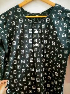 Black Abstract Straight Kurta (Women)